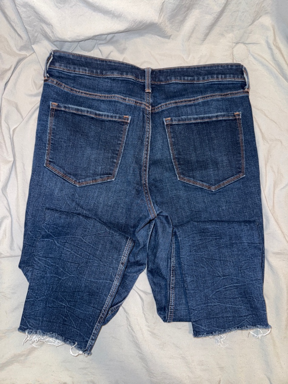 Old Navy Dark Blue Distressed Ankle Crop Jeans - Picture 5 of 5